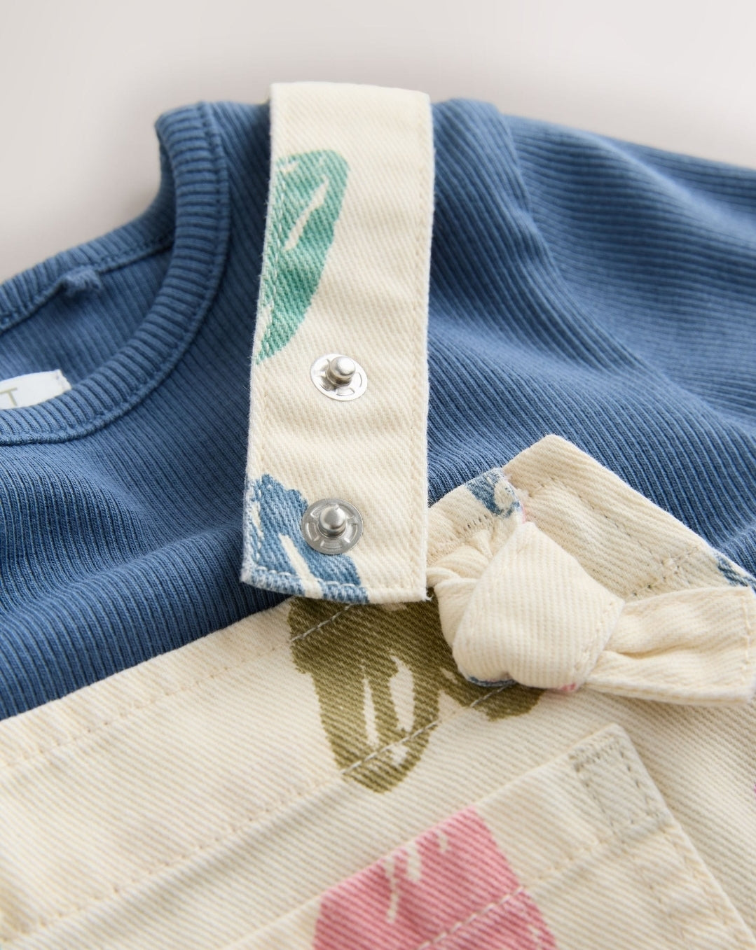 Ecru Heart Print Dungarees and T-Shirt Set