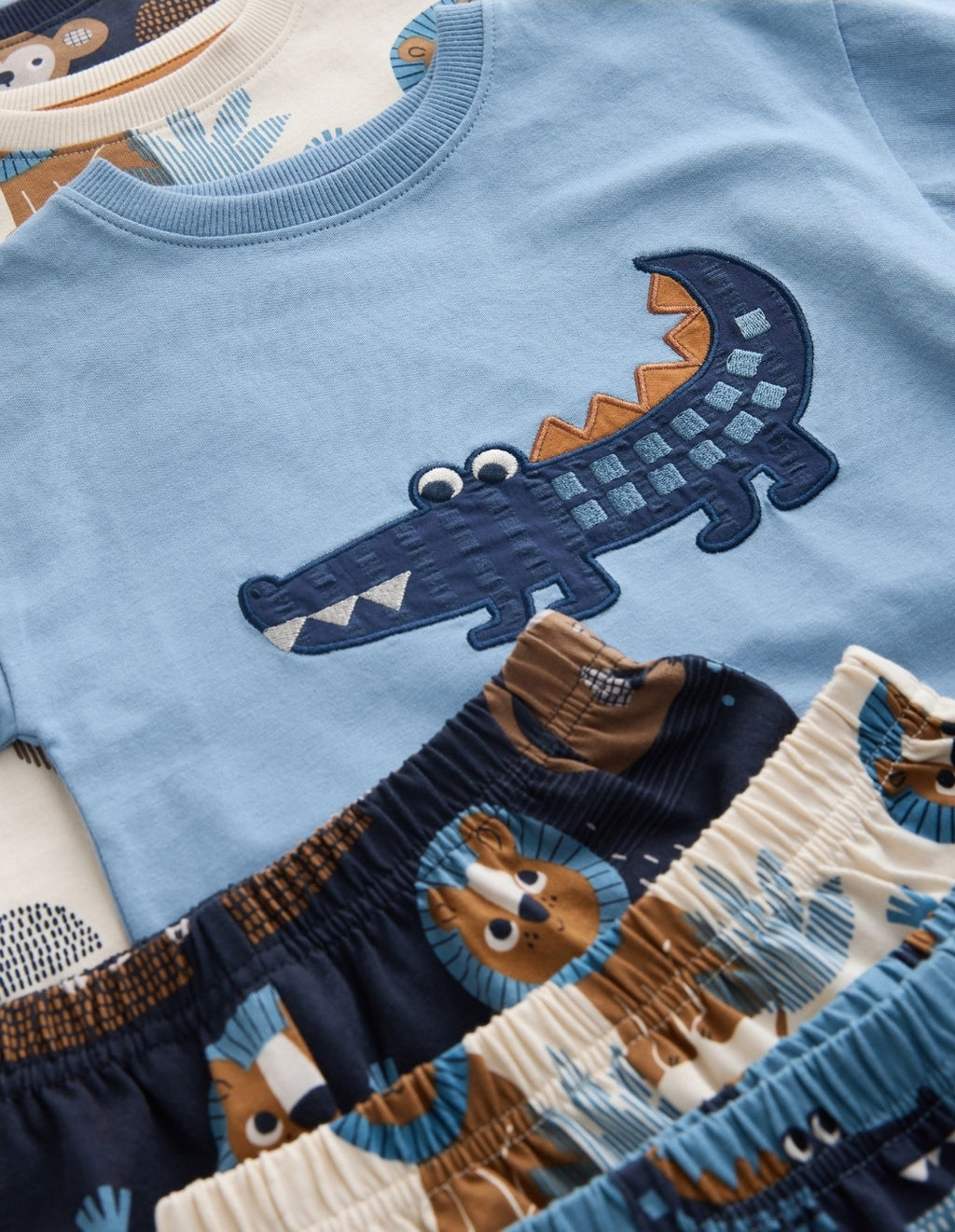 Blue/Ecru Safari Animal Short
Pyjamas 3 Pack