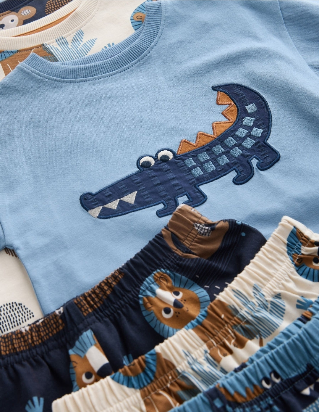 Blue/Ecru Safari Animal Short
Pyjamas 3 Pack