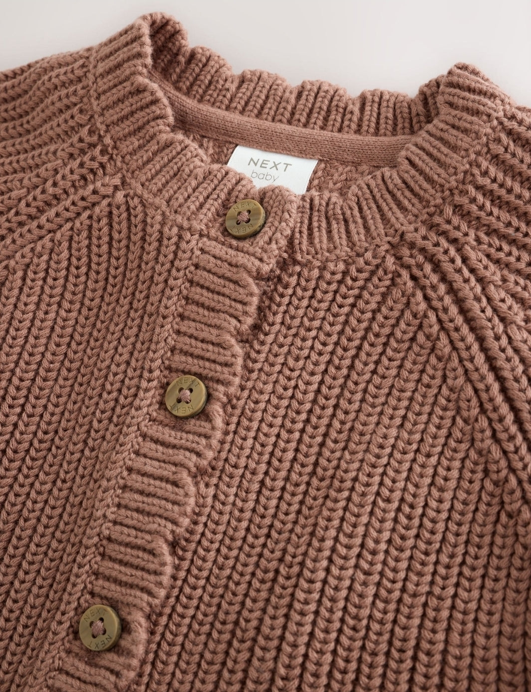Brown Scallop Knitted Baby Cardigan