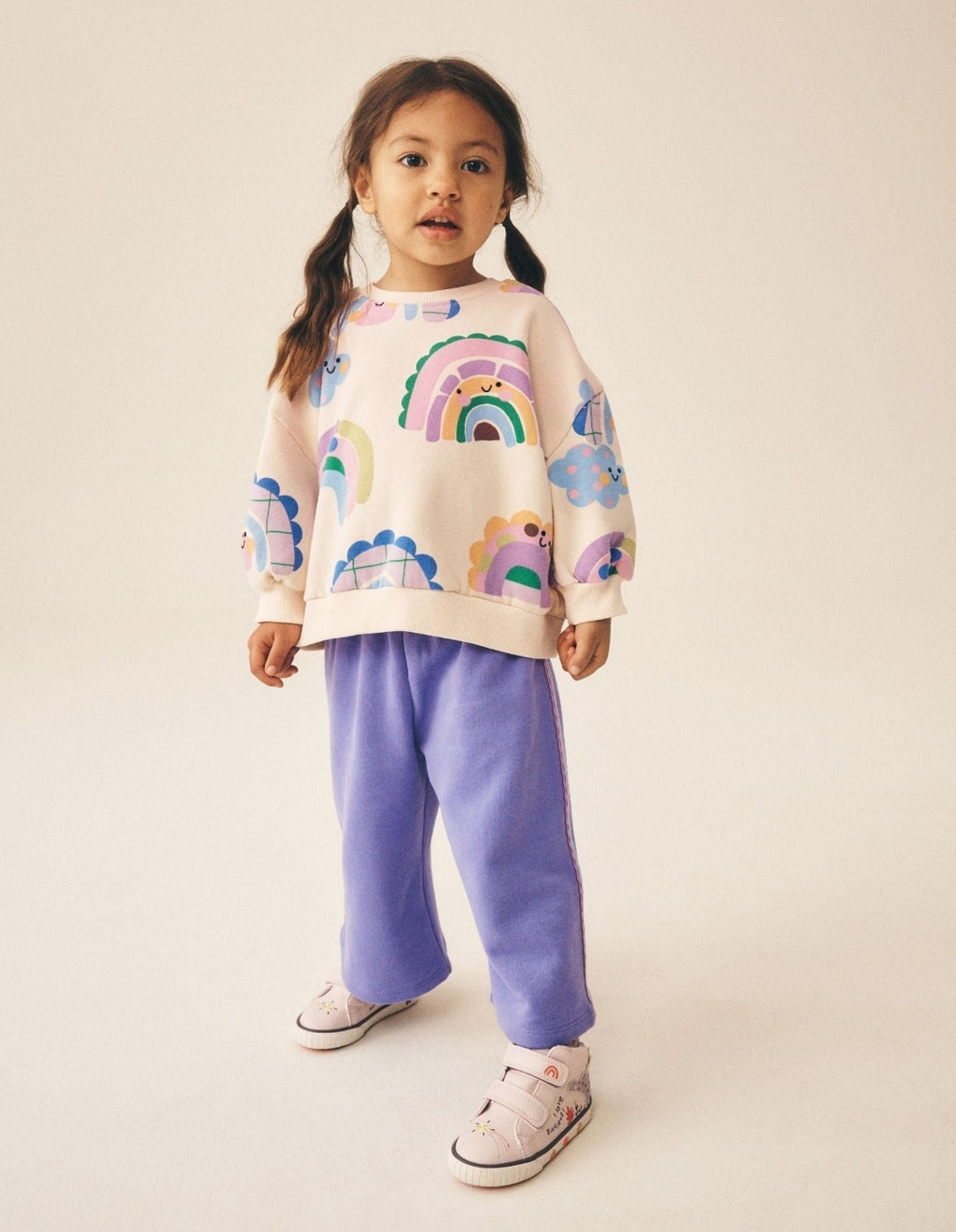 Light Purple Rainbow Sweatshirt and Wide Leg Joggers Set