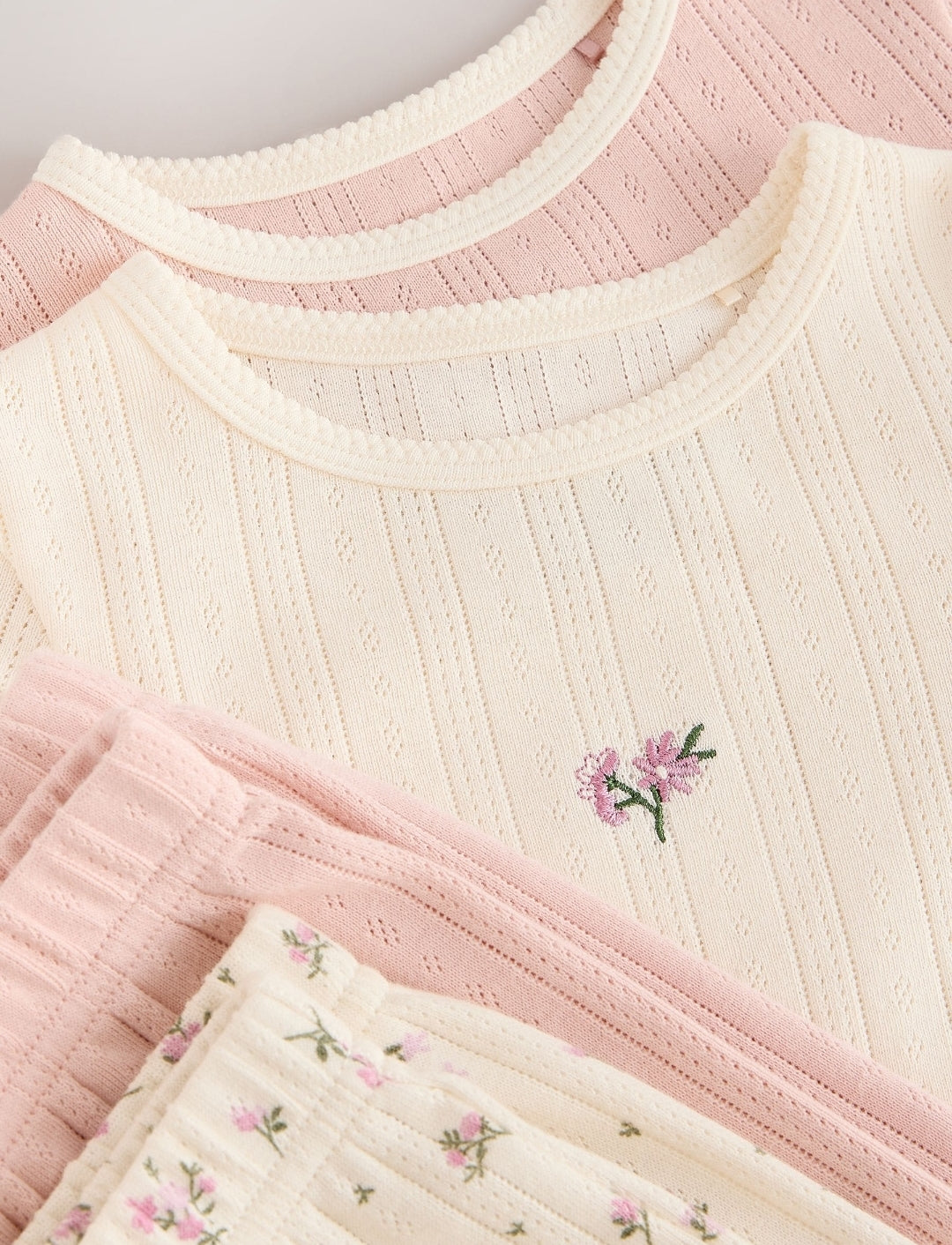 Pink Pointelle Jogger Pyjamas 2 Pack