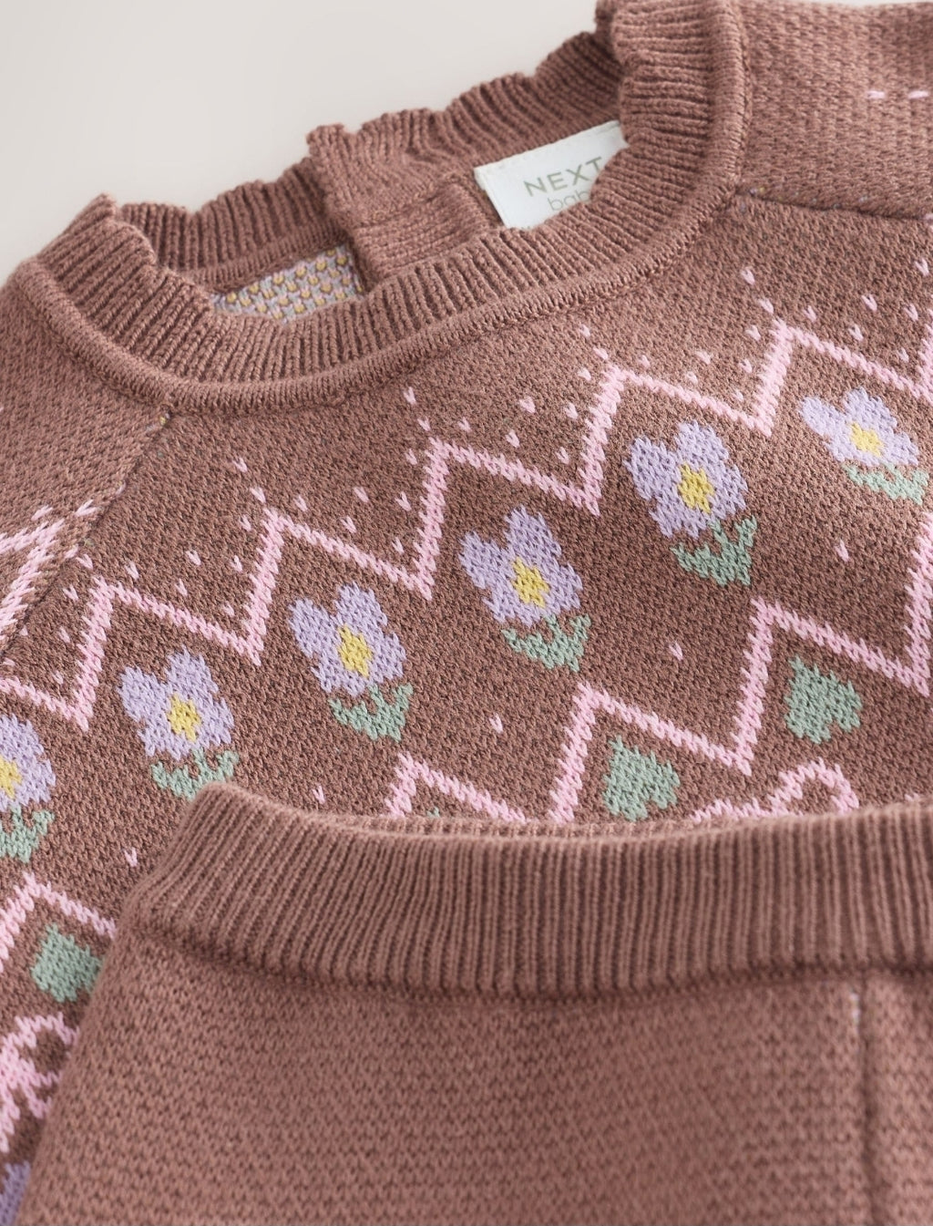 Chocolate Brown Fairisle Knitted
Jumper and Legging BabySet 2