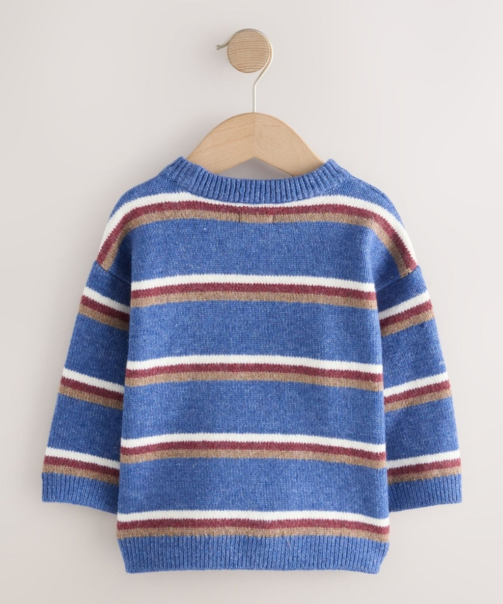 Blue Striped Knitted Crew Neck
Jumper