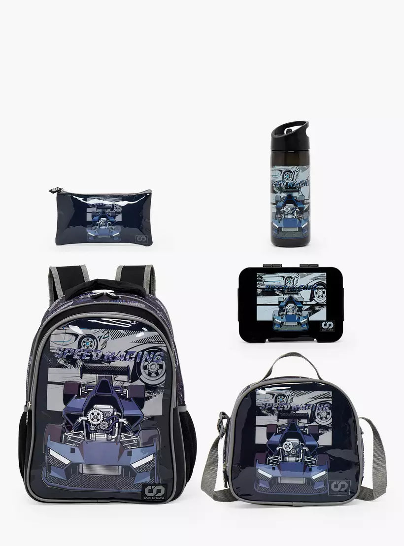 SAMI STUDIO Game Print 5-Piece School Backpack Set 16 inches