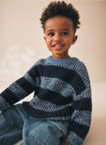 Blue/Navy Stripe Knitted Crew
Neck Jumper