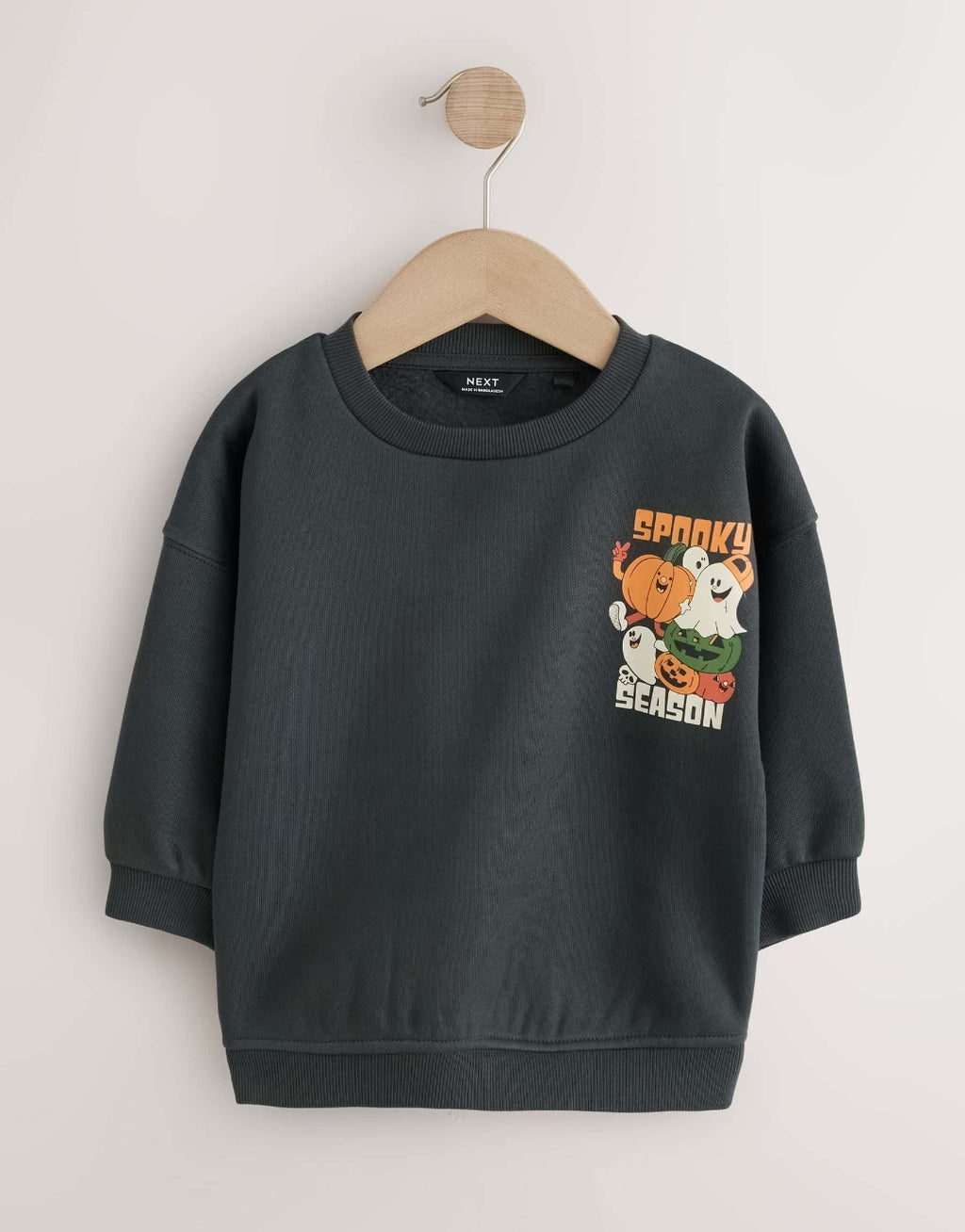 Charcoal Grey All Over Printed Crew NeckSweat Top