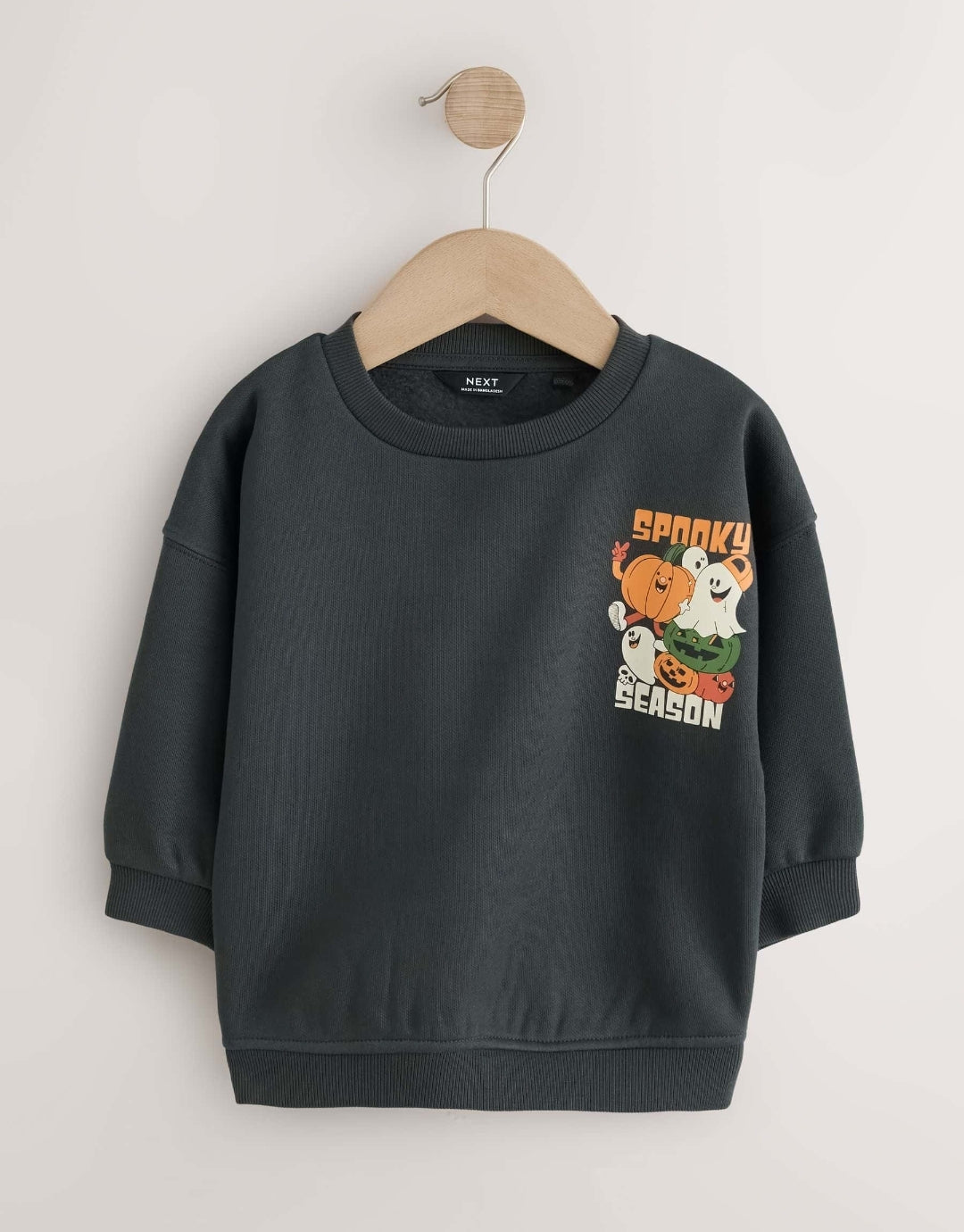 Charcoal Grey All Over Printed Crew NeckSweat Top