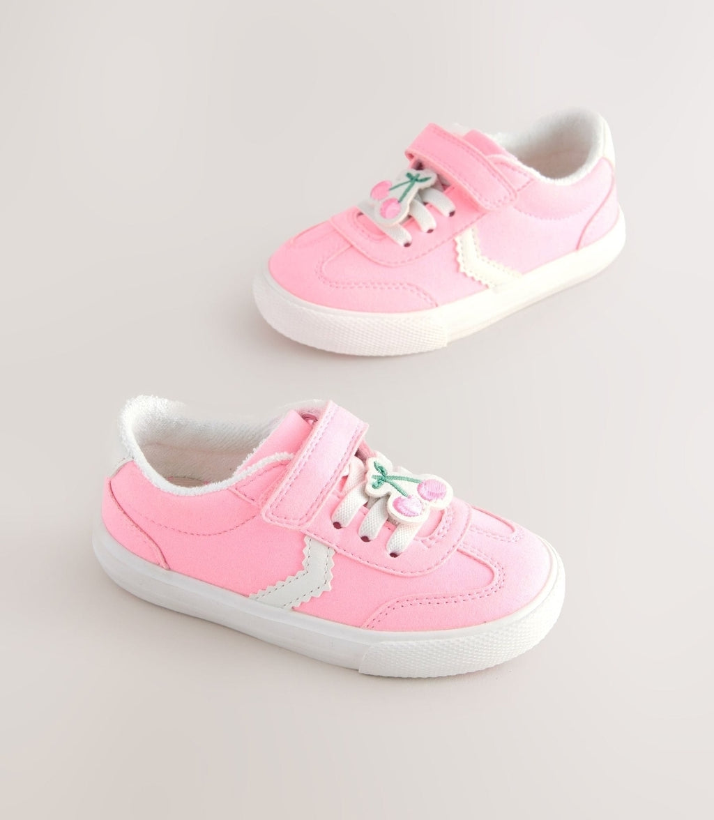 Pink Touch Fastening Elastic Lace Trainers