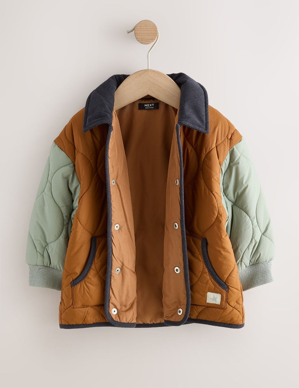 Rust Brown Colourblock Lightweight Quilted Jacket
