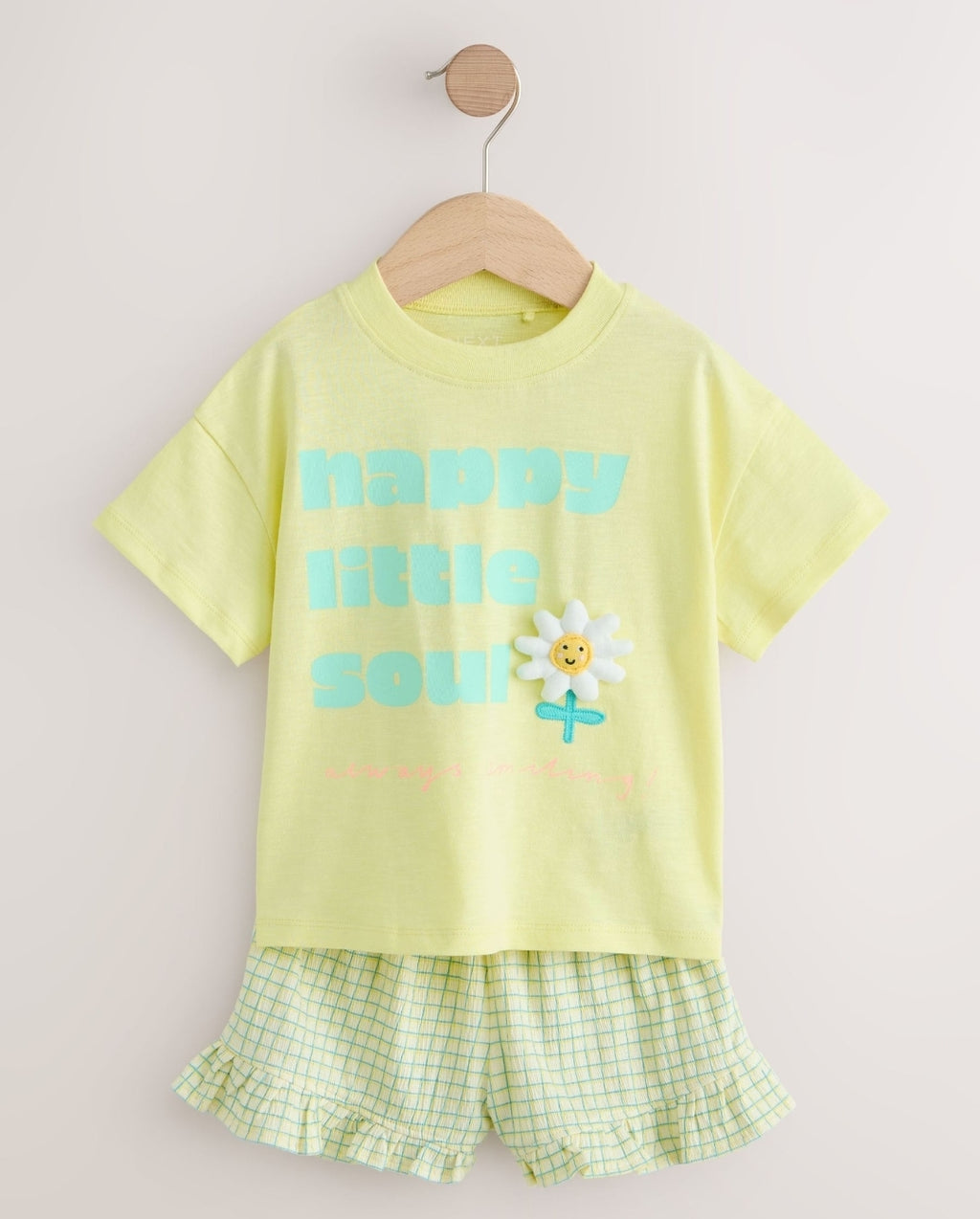 Lime Green Flower Short Sleeve
Top and Shorts Set