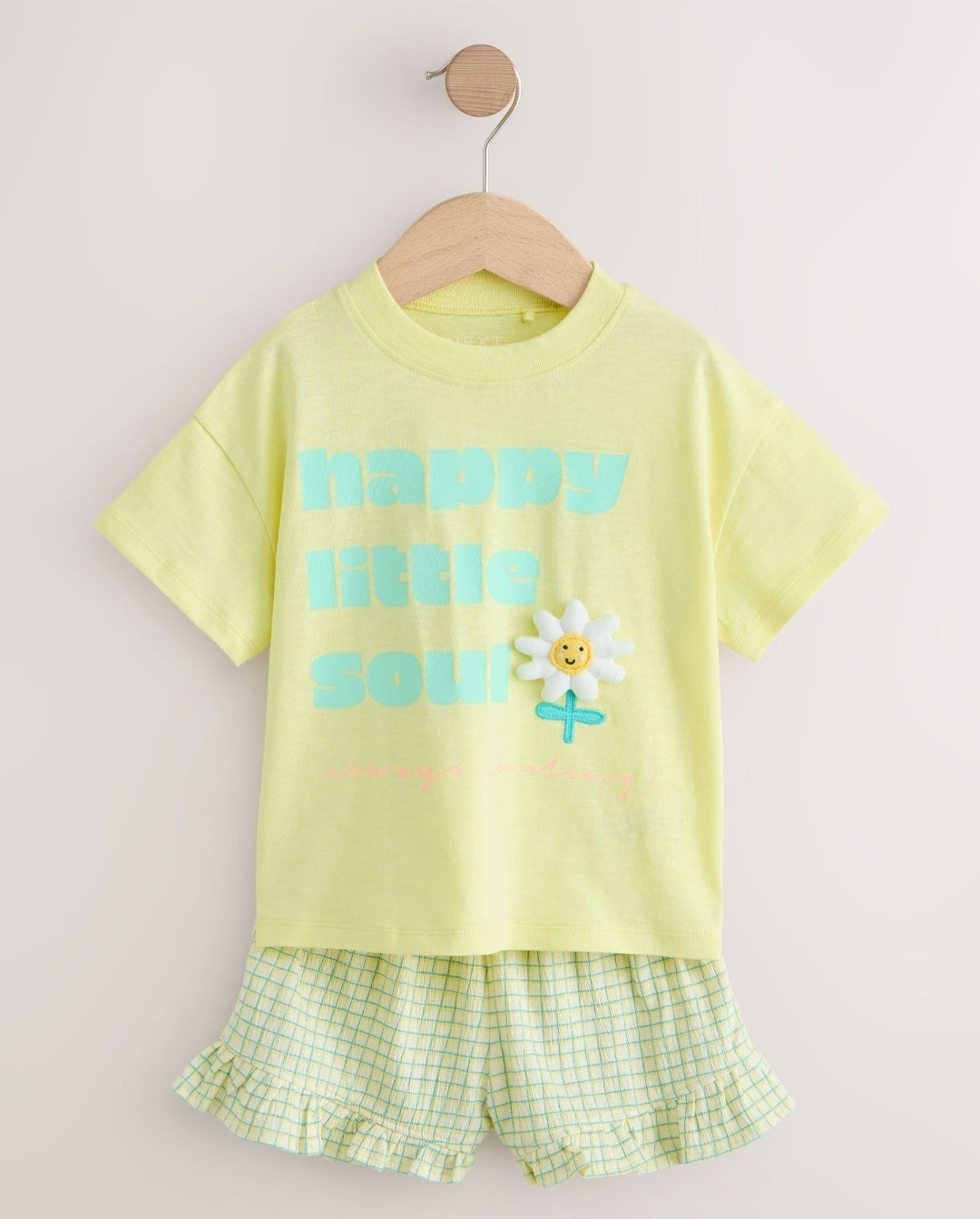 Lime Green Flower Short Sleeve
Top and Shorts Set