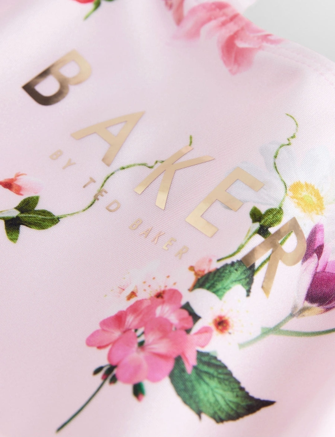 Baker by Ted Baker Pink Floral Frill Peplum Swimsuit