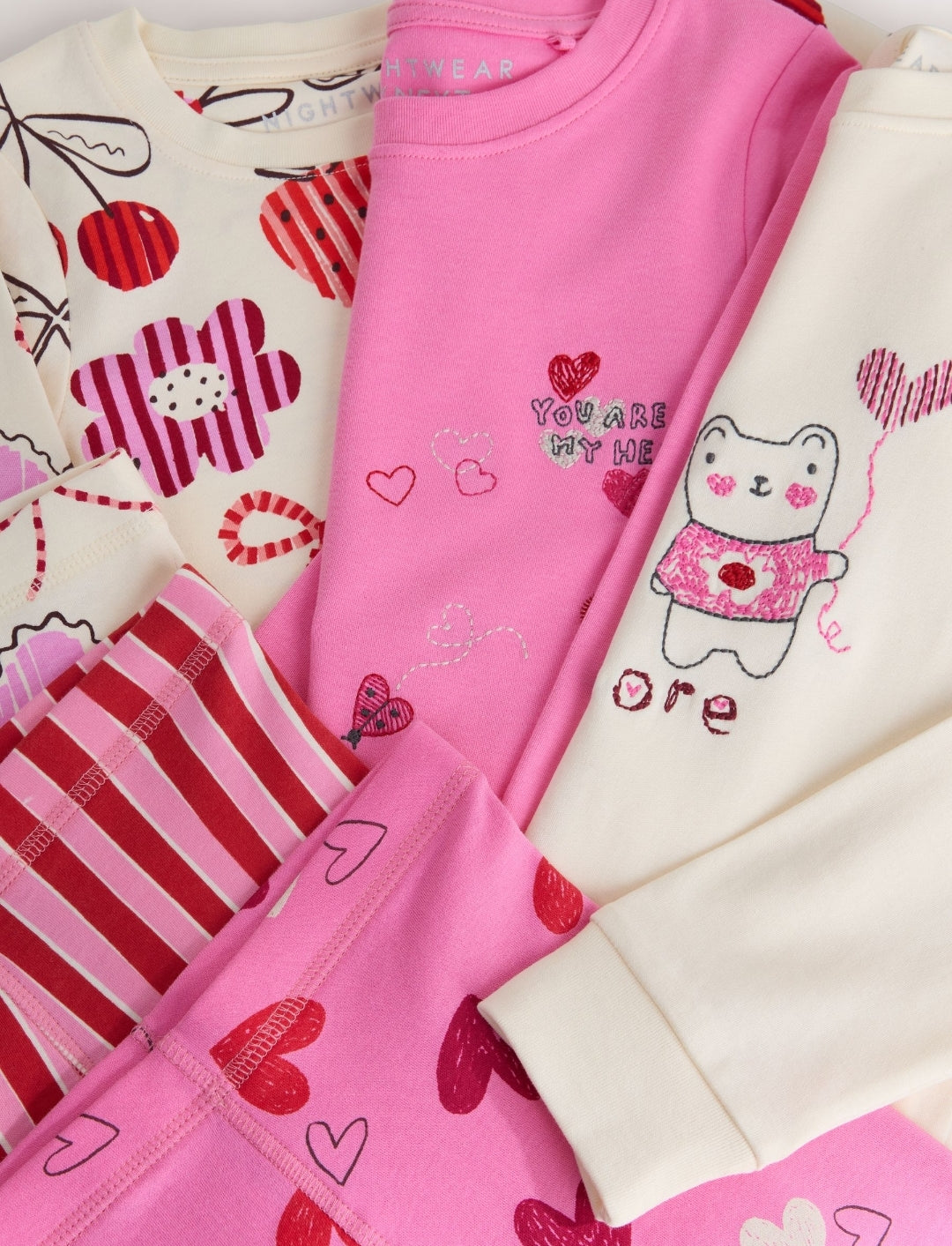 Pink/Red Snuggle Pyjamas 3 Pack