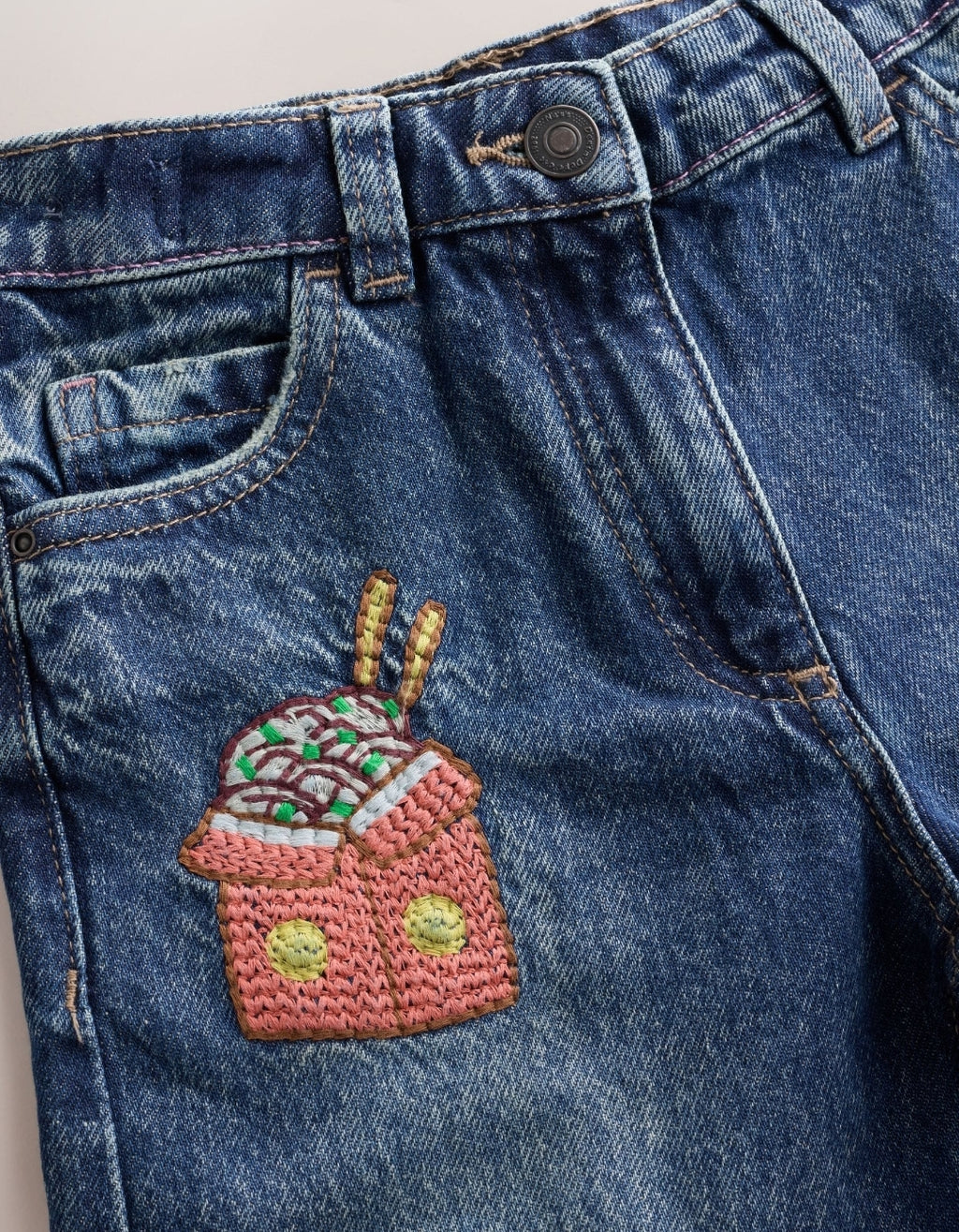 Fun Embroidered Wide Leg Jeans