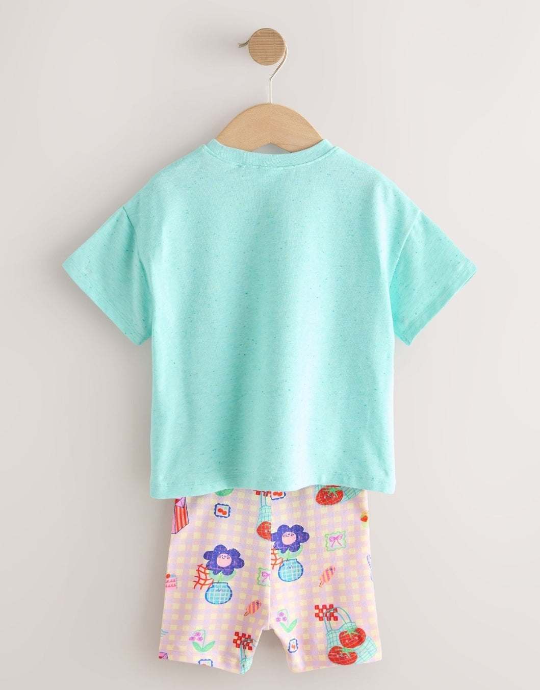 Blue Flower Short Sleeve T-Shirt
and Cycle Shorts Set