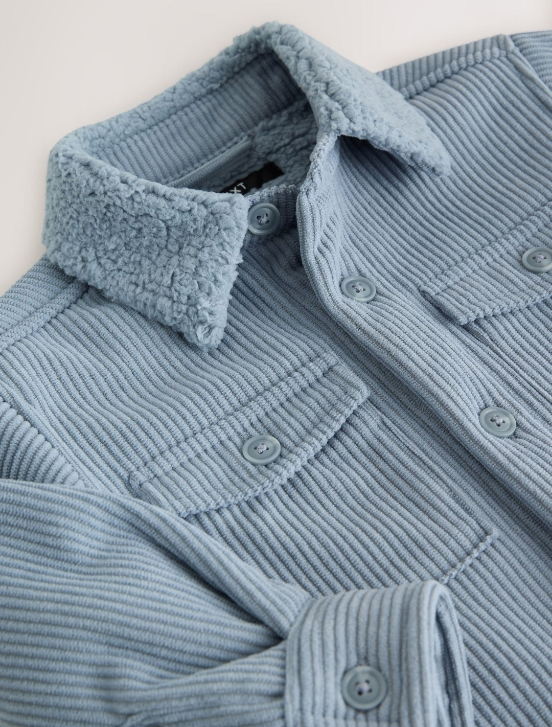 Blue Borg Lined Cord Shacket