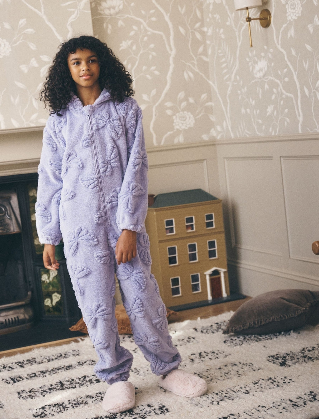 Lilac Purple Butterfly Fleece All-In-One