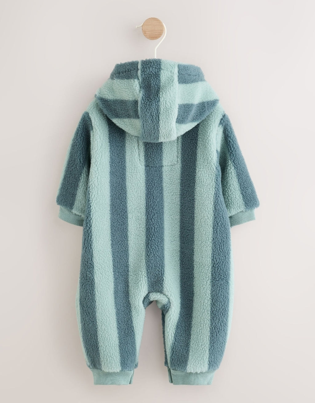 Blue Stripe Borg Button Hooded
Baby Pramsuit