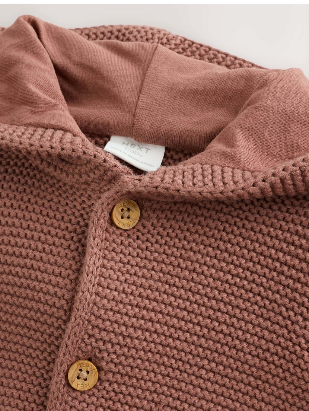 Brown Knitted Hooded Baby Cardigan