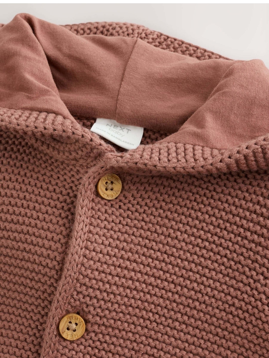 Brown Knitted Hooded Baby Cardigan