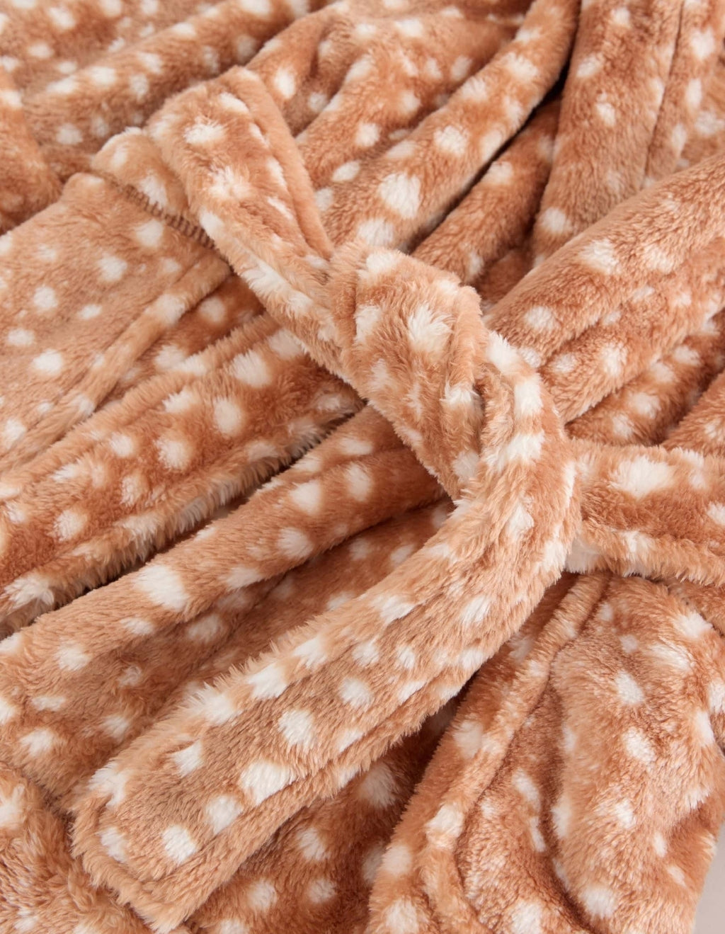 Neutral Deer Print Fleece Dressing Gown