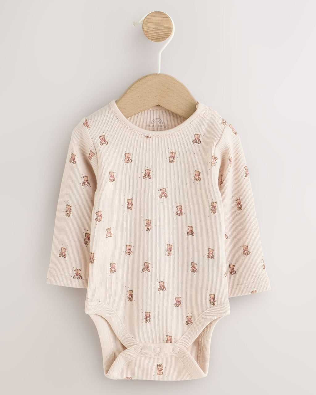 Pink Bear Cord Baby Long Sleeve Bodysuit, Romper And Tights