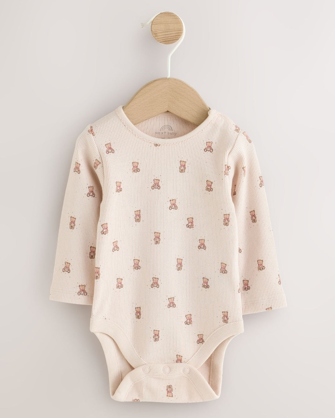 Pink Bear Cord Baby Long Sleeve Bodysuit, Romper And Tights
