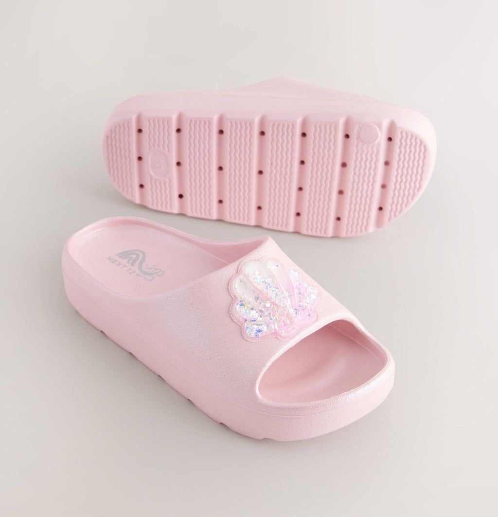 Pink Glitter Seashell Sliders