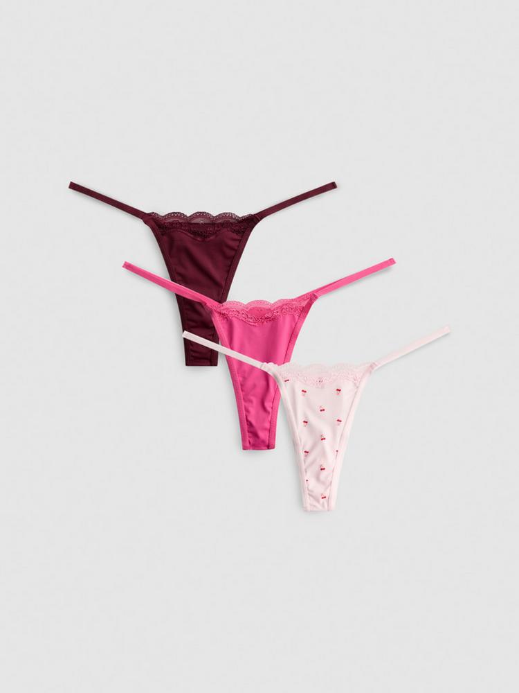 Primark 3pk Micro Fibre Lace Trim Thongs