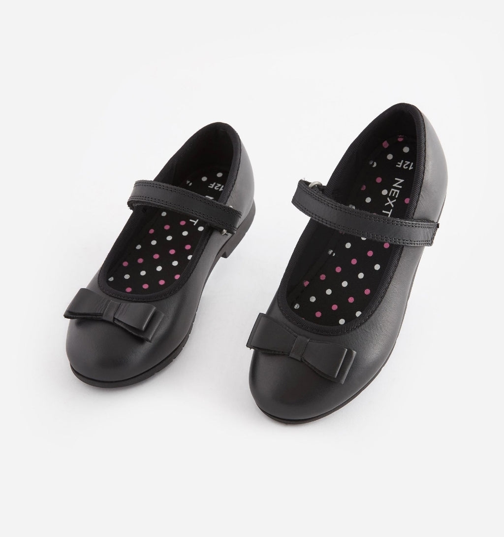 Black Matt Standard Fit (F) School
Leather Bow Mary Jane Shoes