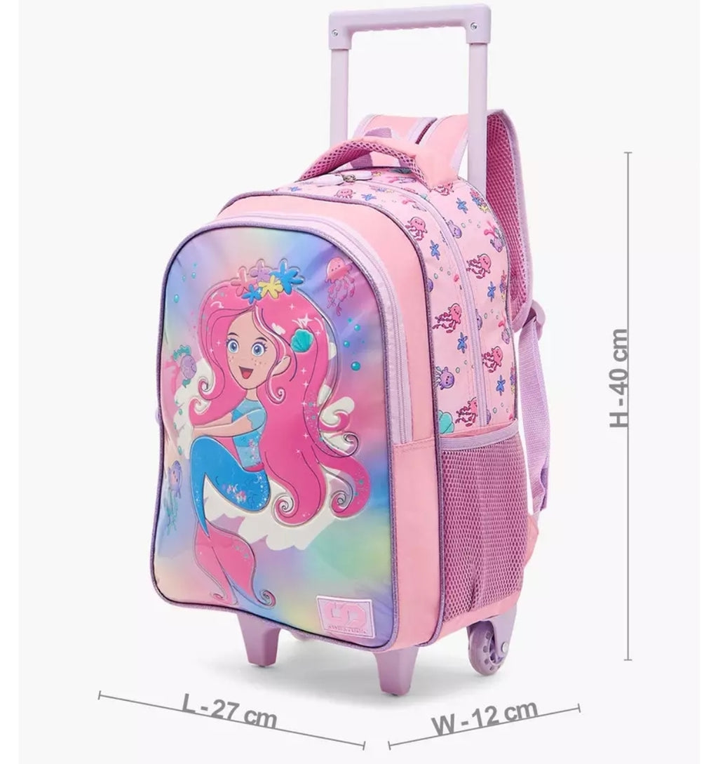 Mermaid 5-Piece School Trolley Bag Set 16 inches