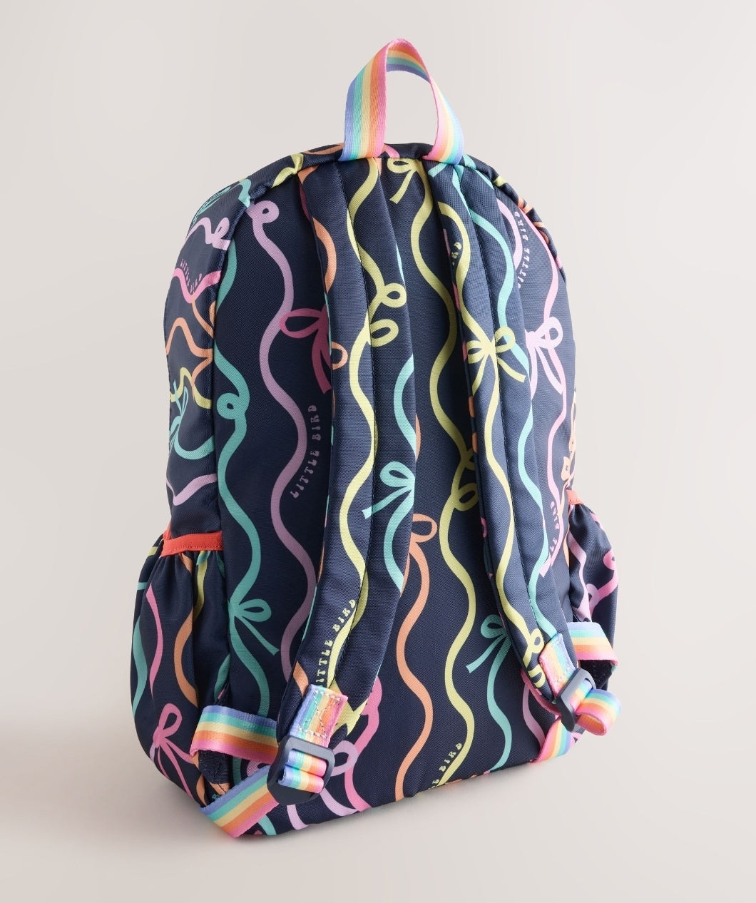 Little Bird by Jools Oliver Navy Back To School Pastel Rainbow Bow Backpack 16inch