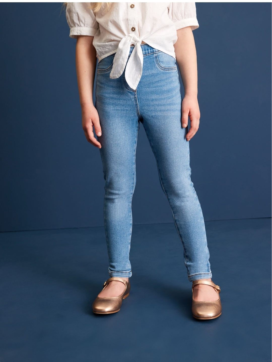 Blue Elasticated Waist Jeggings 2 Pack