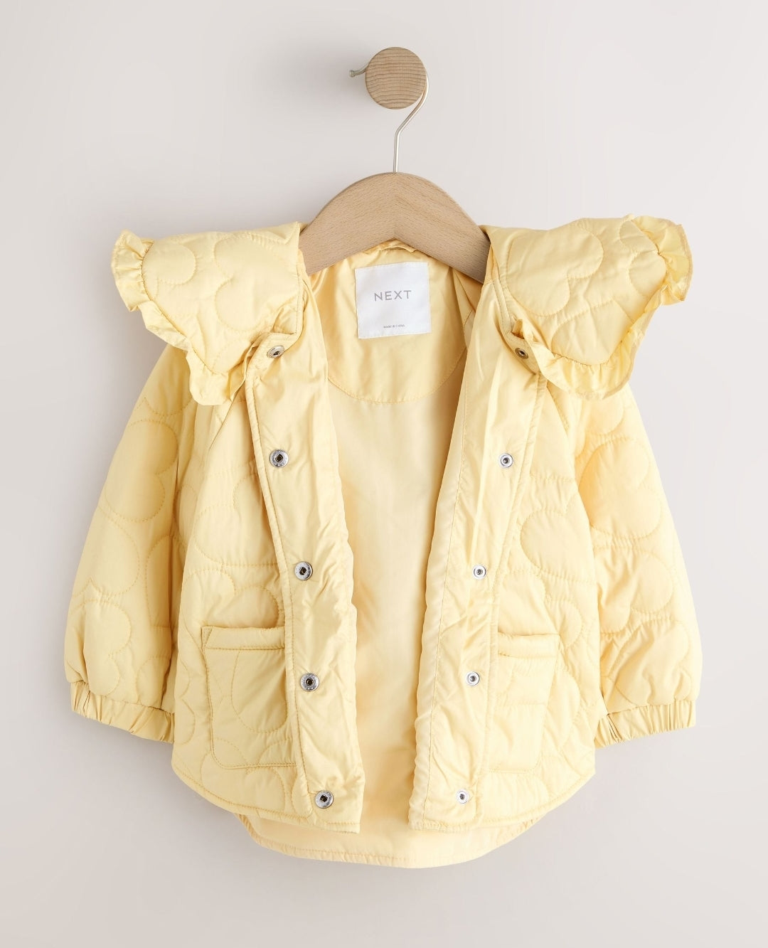 Lemon Yellow Shower Resistant Frill Collar Quilted Jacket