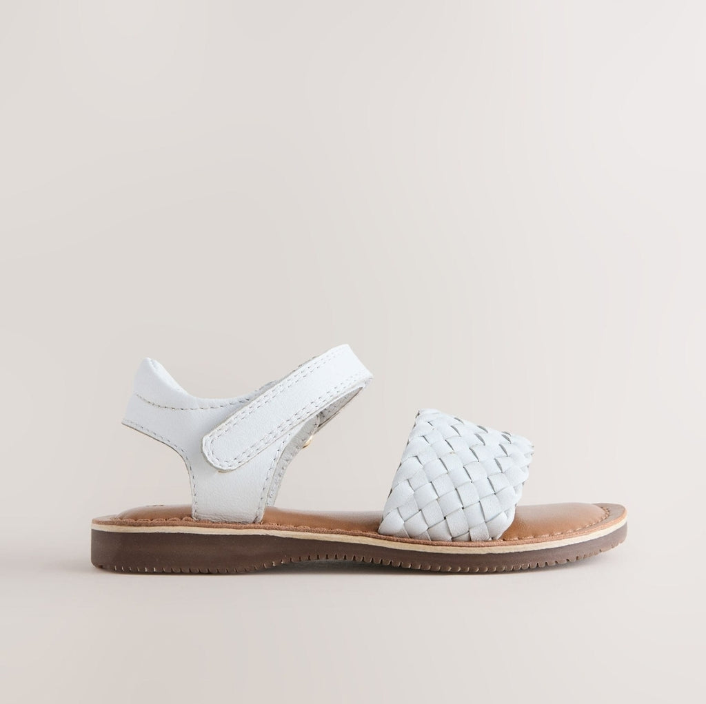 White Wide Fit (G) Leather 
Sandals with Touch Fastening