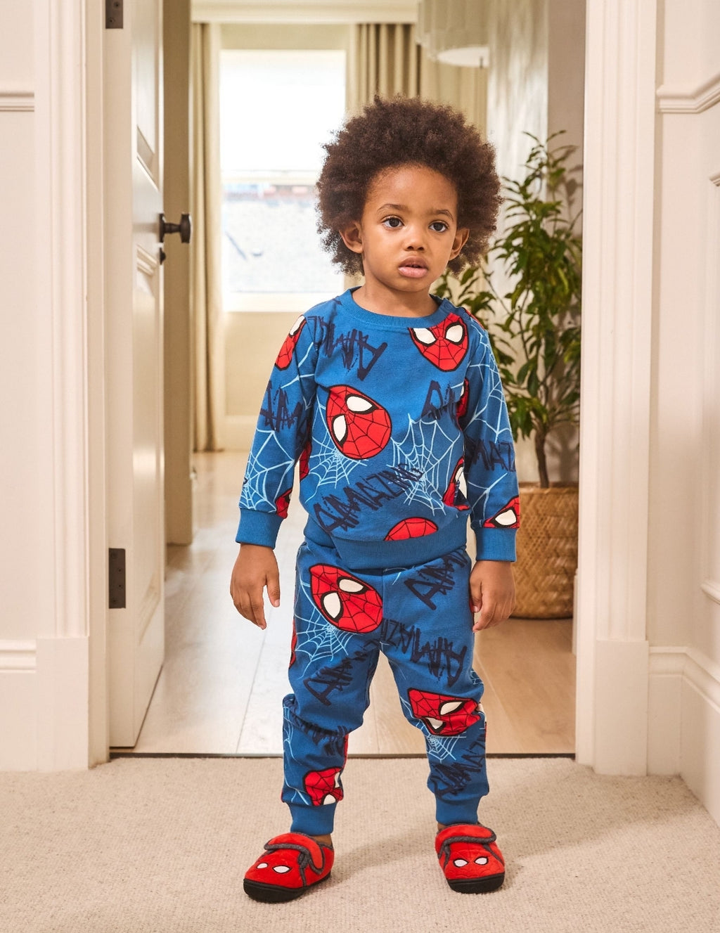 Navy Spiderman Single Cosy Fleece License Pyjamas