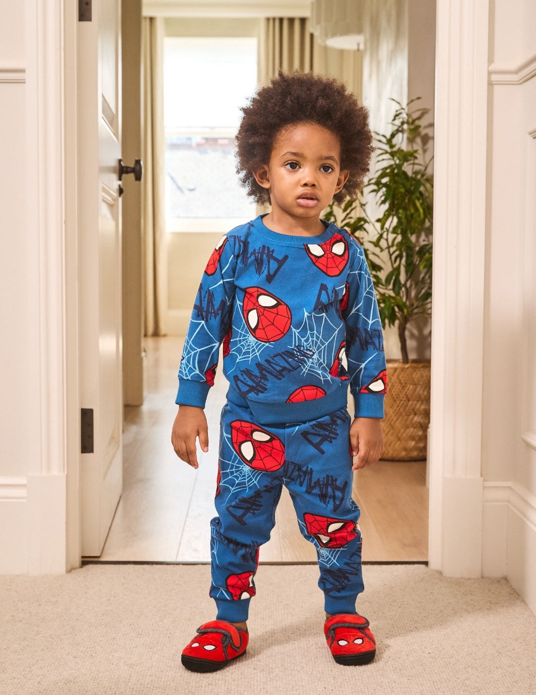 Navy Spiderman Single Cosy Fleece License Pyjamas