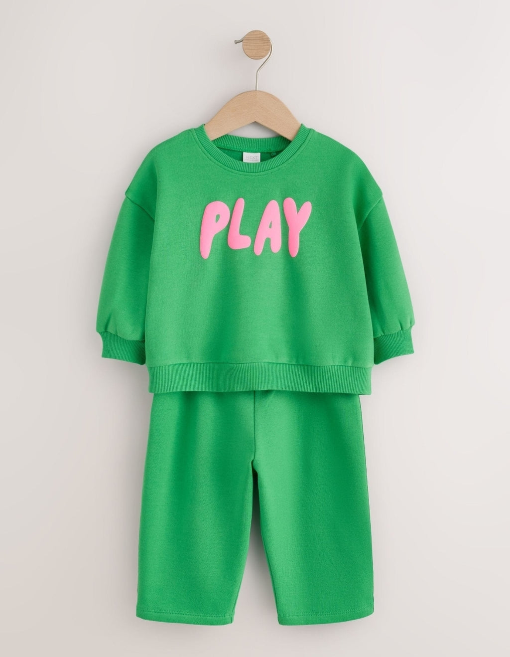 Green Play Crew Neck Sweatshirt and Barrel Trousers Set