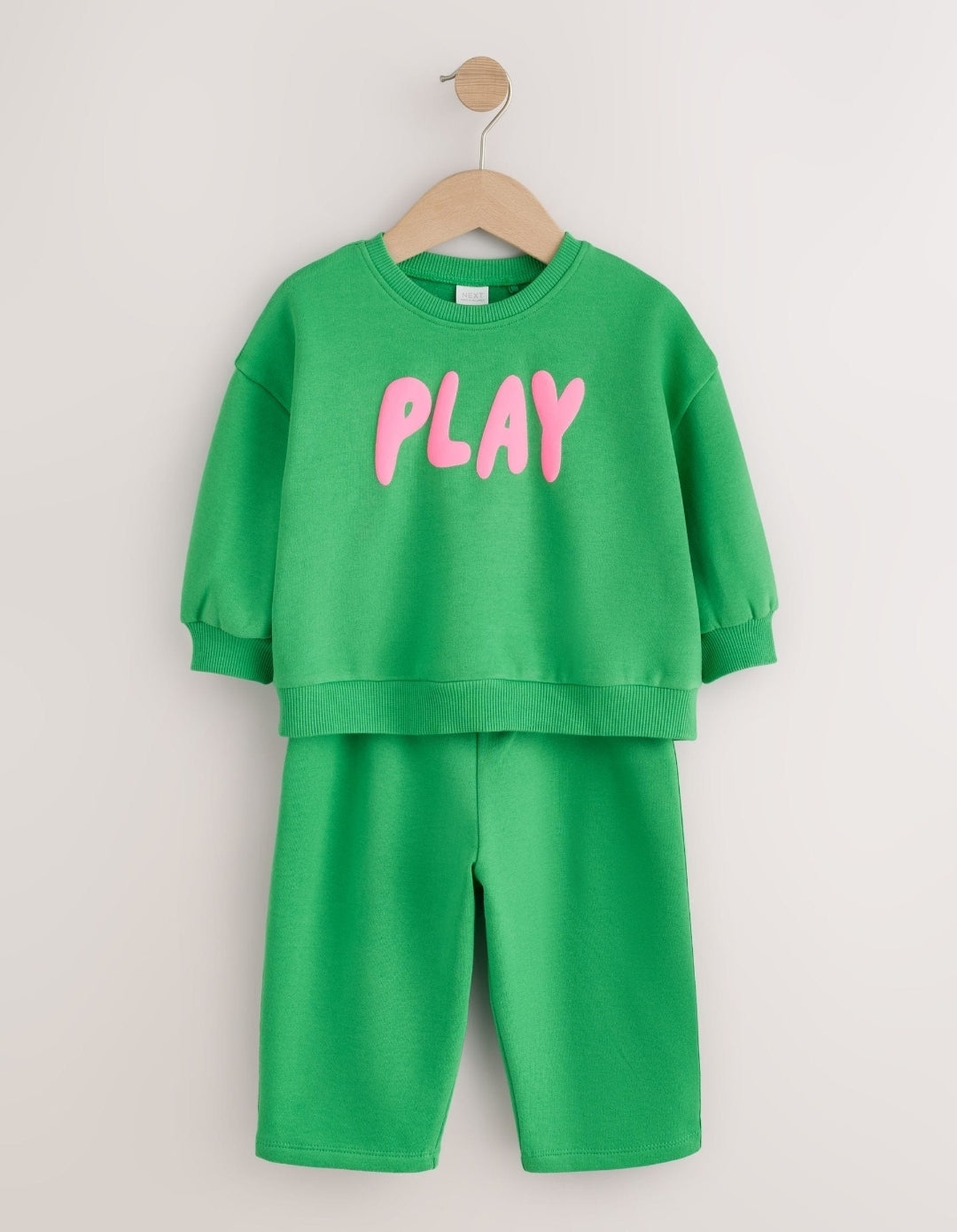 Green Play Crew Neck Sweatshirt and Barrel Trousers Set