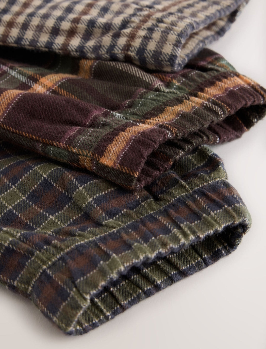 Tan/Teal/Rust Transport Check Woven Bottom Pyjamas 3 Pack