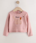 Pink Pooch Embroidered Boxy Jumper
