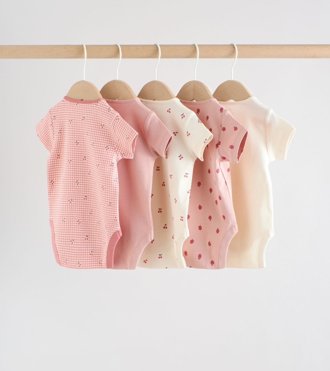 Pink Baby Short Sleeve Bodysuits 5 Pack