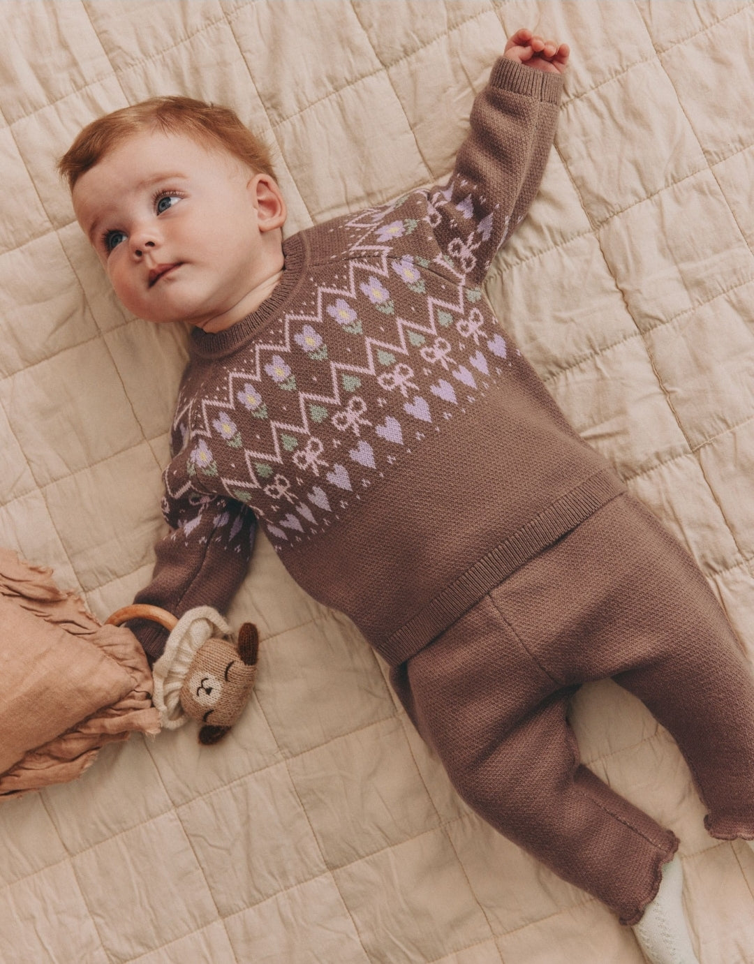 Chocolate Brown Fairisle Knitted
Jumper and Legging BabySet 2