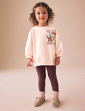Cream Garden Graphic Sweatshirt and Leggings Set