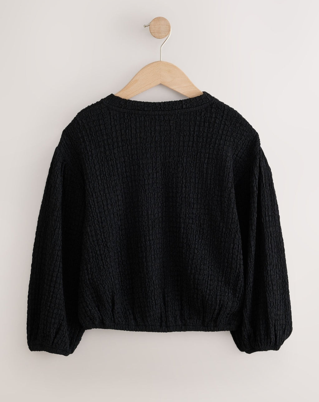 Black Long Sleeve Textured Top
