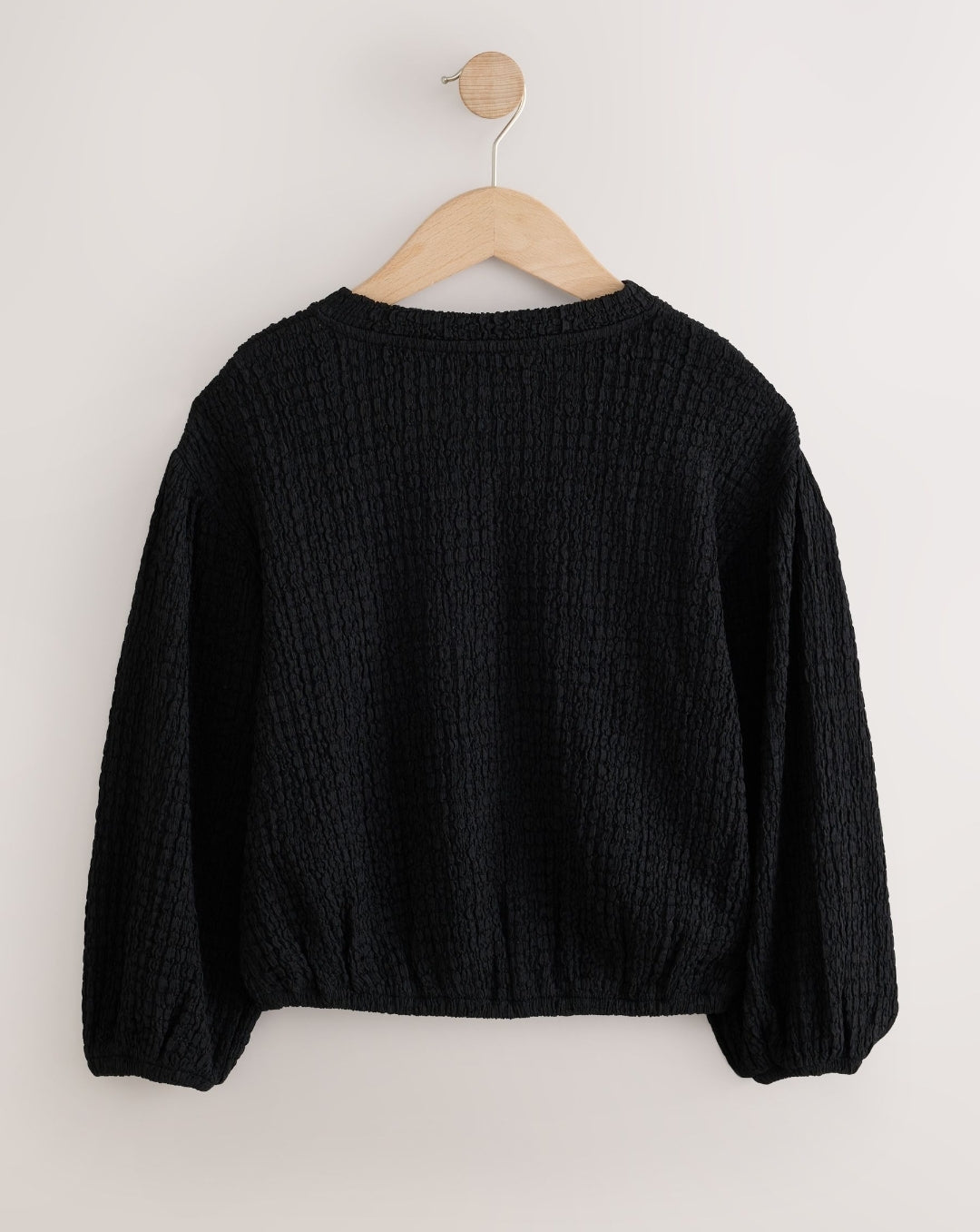 Black Long Sleeve Textured Top