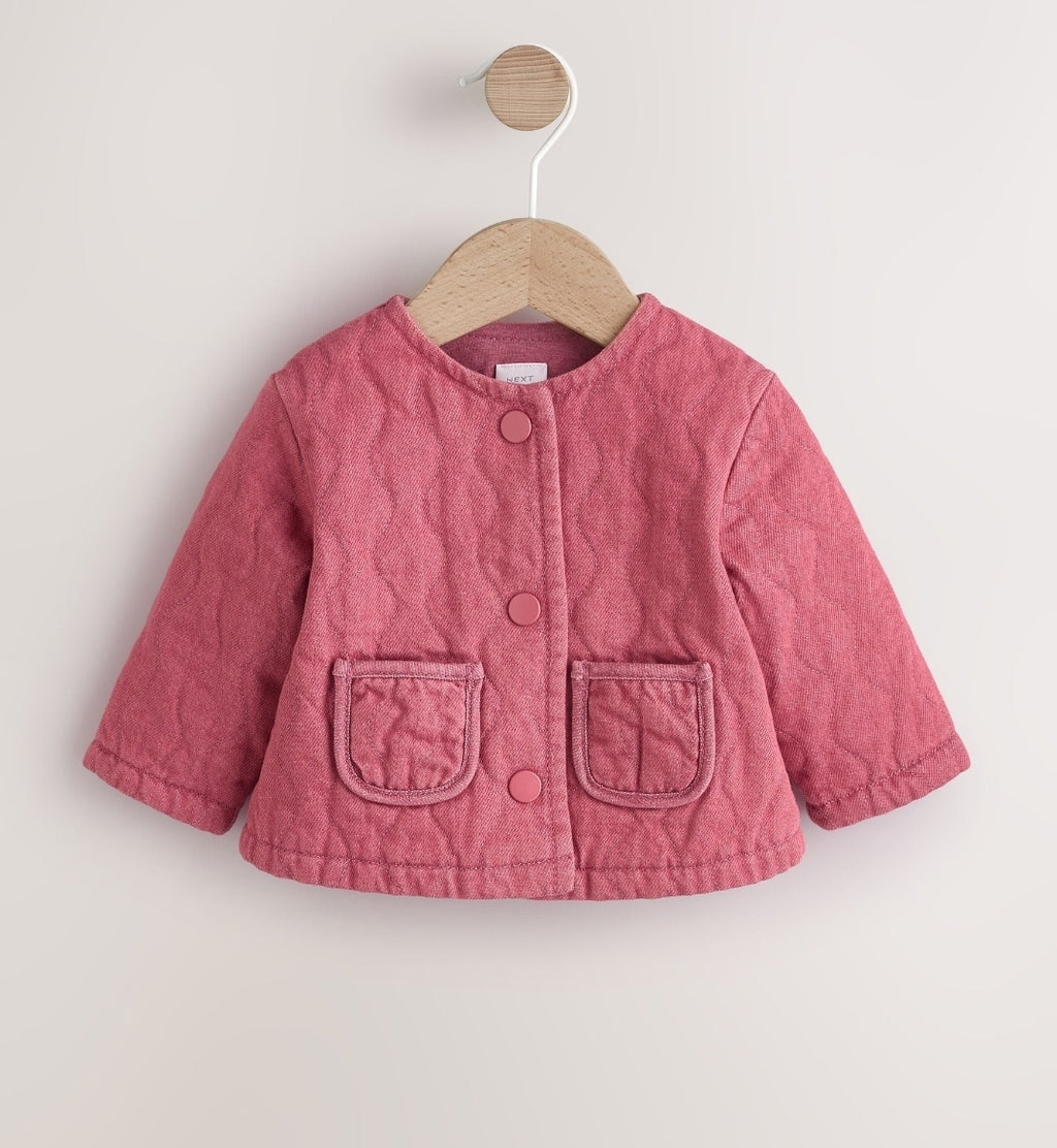 Pink Quilted Denim Baby Jacket