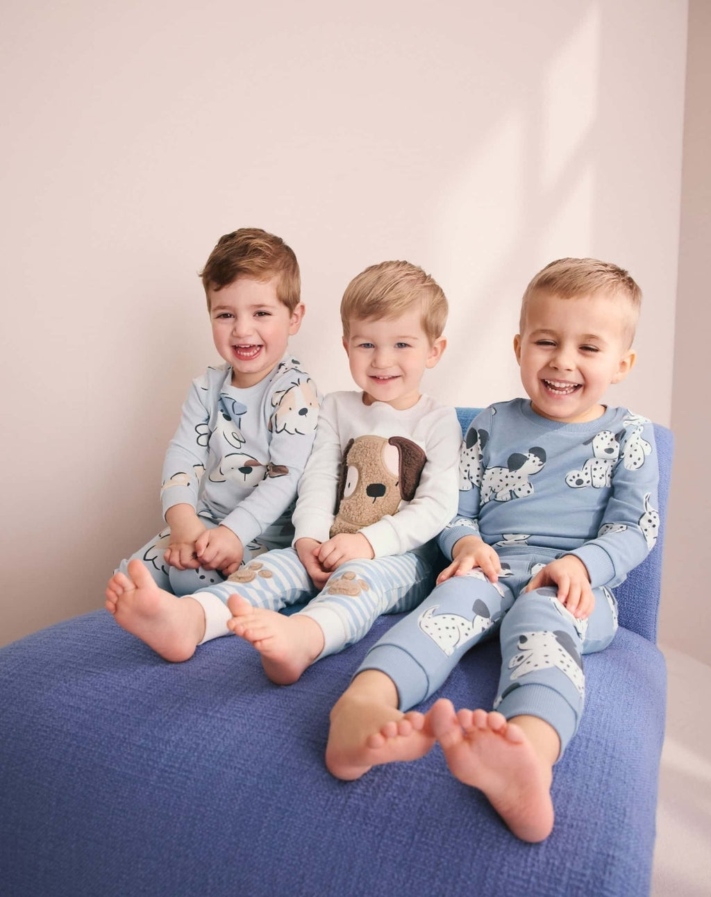 Blue/EcruDog Snuggle Pyjamas 3 Pack