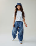 Dark Blue Barrel Jeans